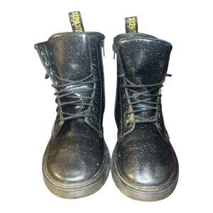 Girls Doc Martens black glittery boots size US 3